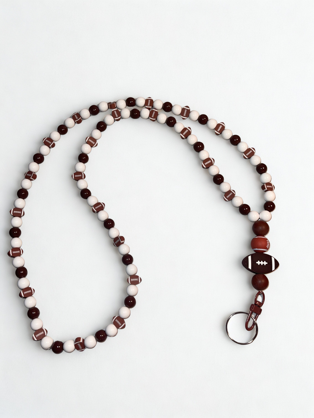 Sports Handmade Beaded Lanyard - Acrylic & Silicone Sports Theme Bead Lanyard, Over the Neck ID Holder