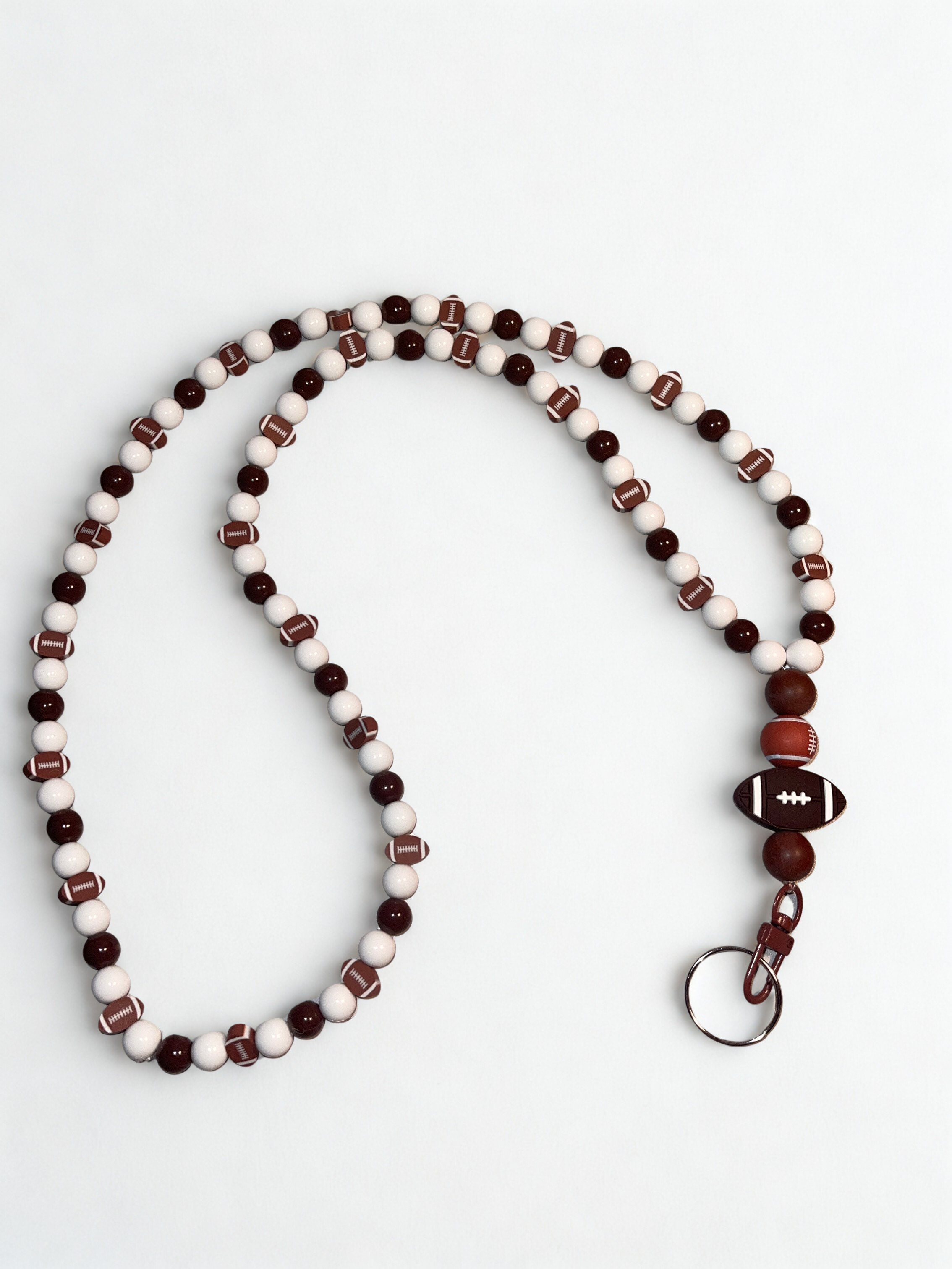 Sports Handmade Beaded Lanyard - Acrylic & Silicone Sports Theme Bead Lanyard, Over the Neck ID Holder