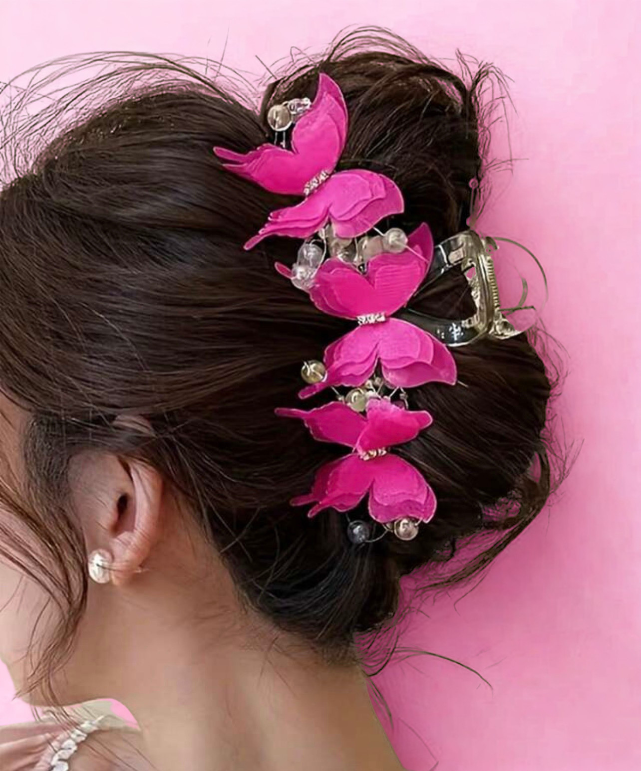 Mesh Beaded Oversized Butterfly Hair Claw