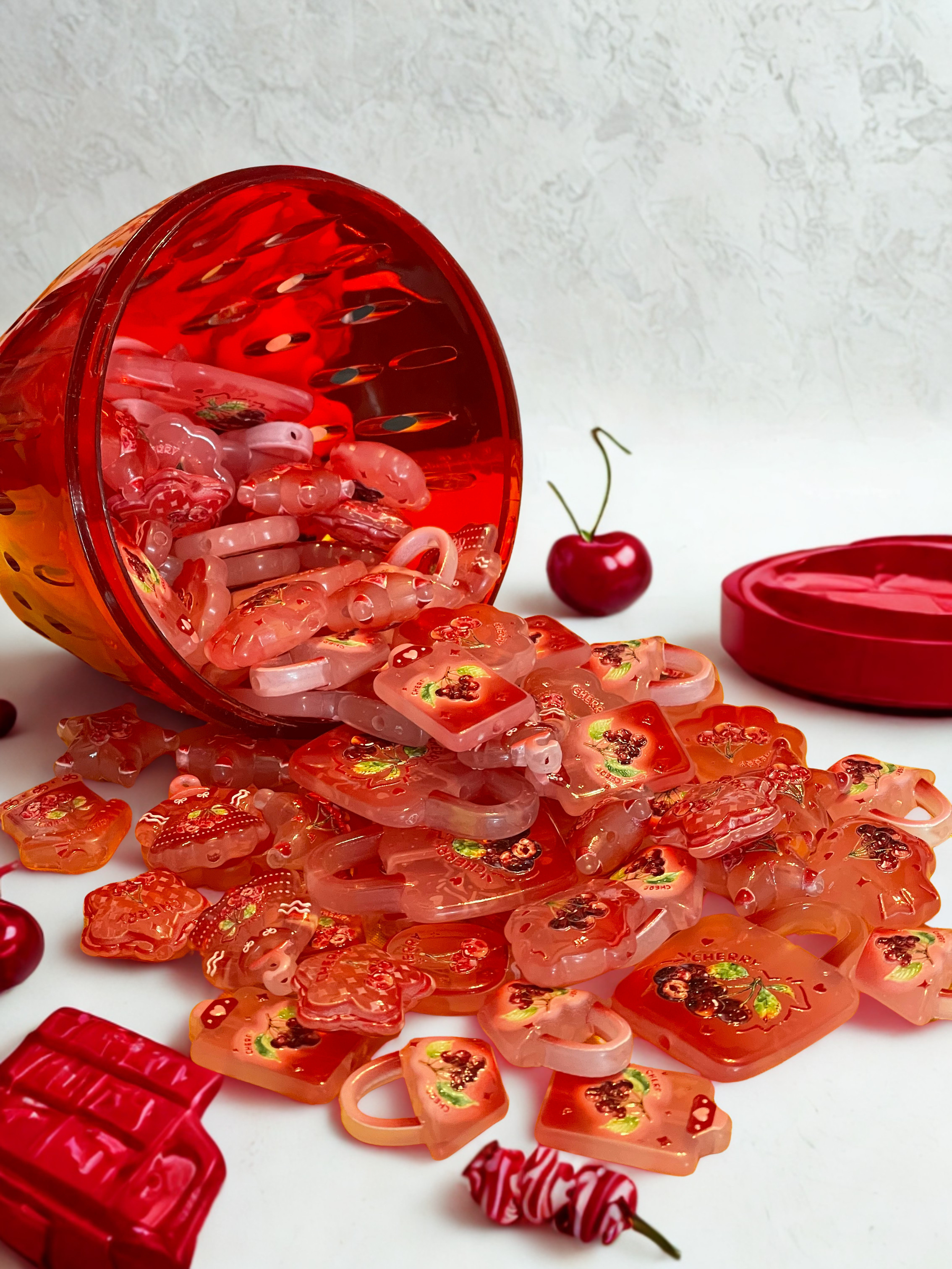 Cherry Acrylic Beads – Red Fruit Beads for DIY Jewelry, Bracelets & Kawaii Crafts