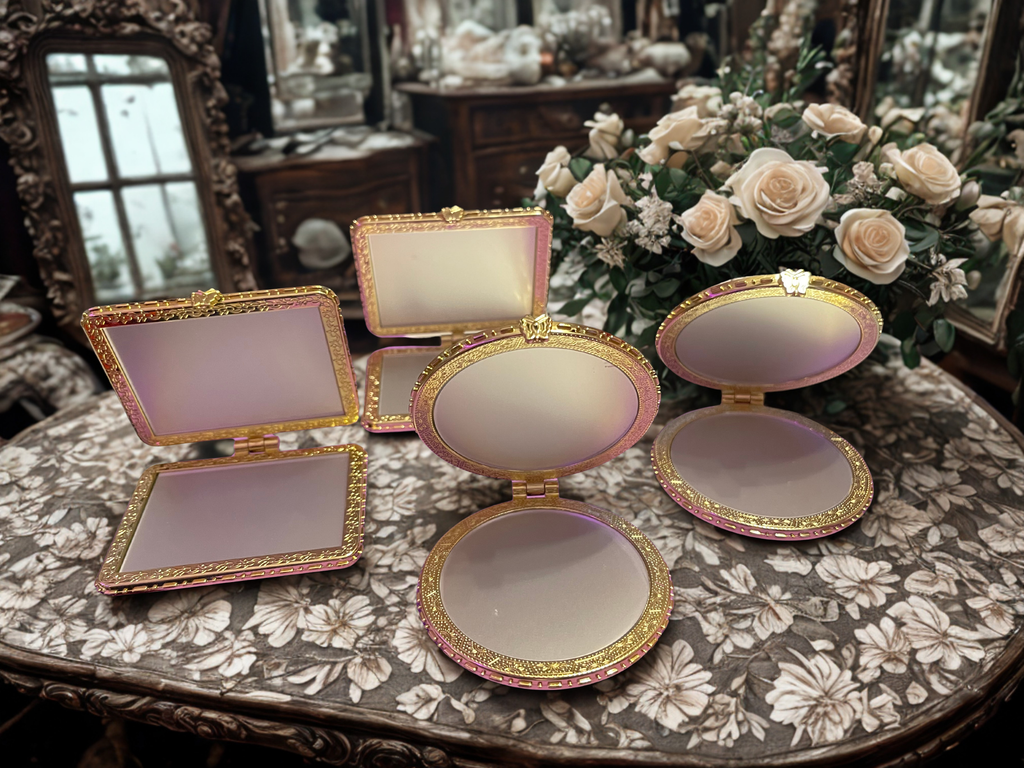 Floral Compact Make-up Mirrors – Portable Retro Foldable Mirror