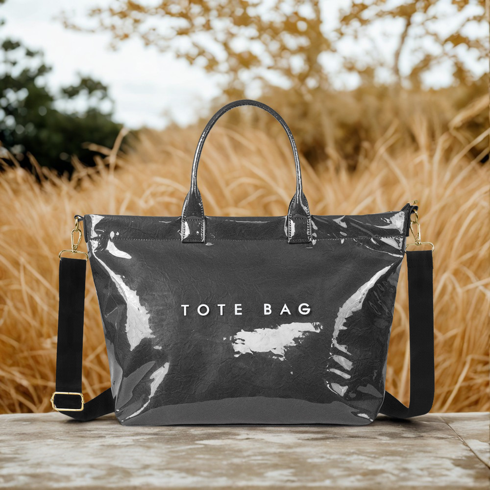 Letter Print Waterproof Zip Tote Bag – Crossbody Shoulder Bag for Beach, Travel & Everyday