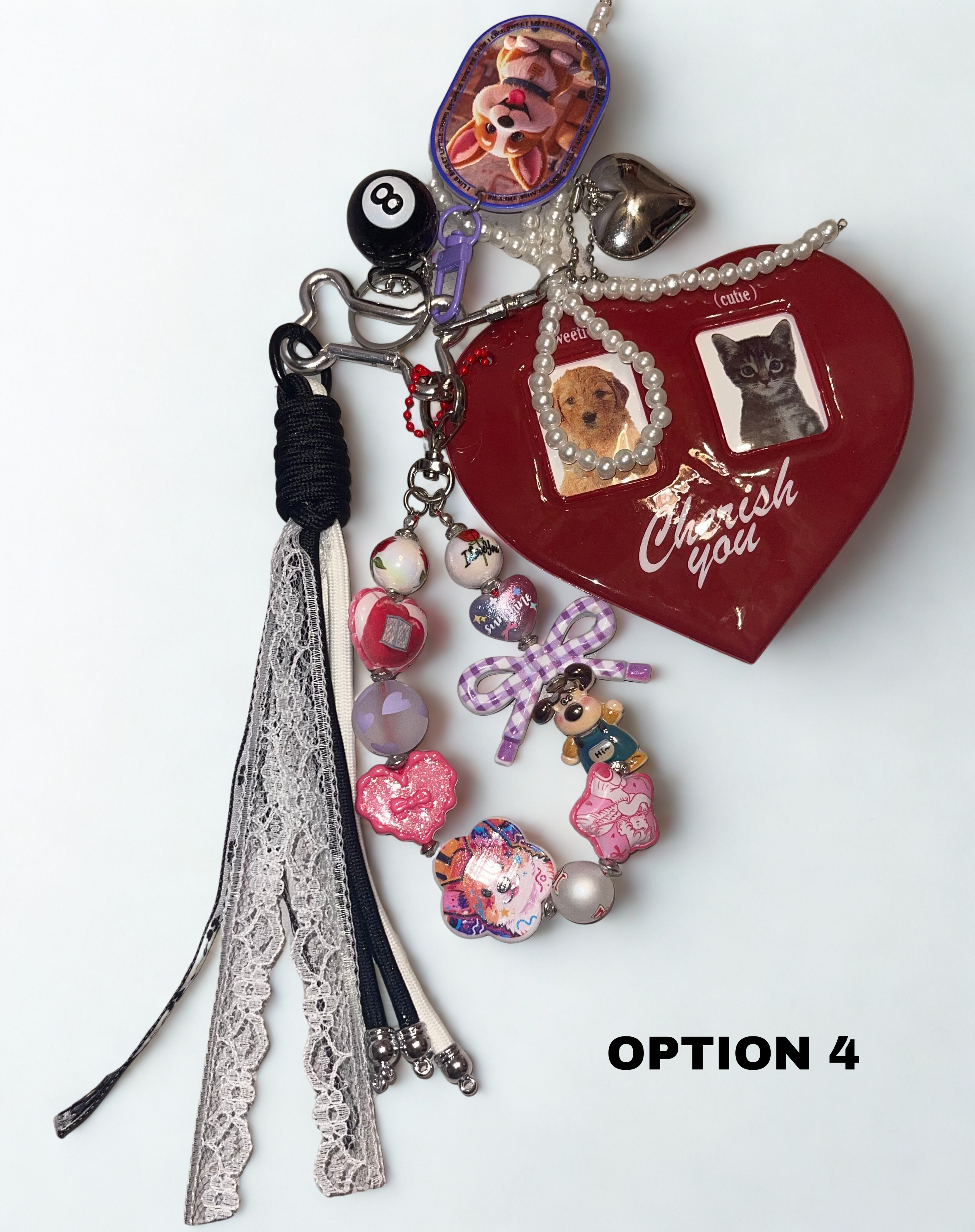Heart Photo Slot Handmade Bag Charm - Personalized Purse Charm with 2 Photo Slots, Keepsake Handbag Accessory
