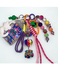 Alien Handmade Bag Charm - Leather Kitten & Alien Beaded Purse Charm, Handbag Accessory