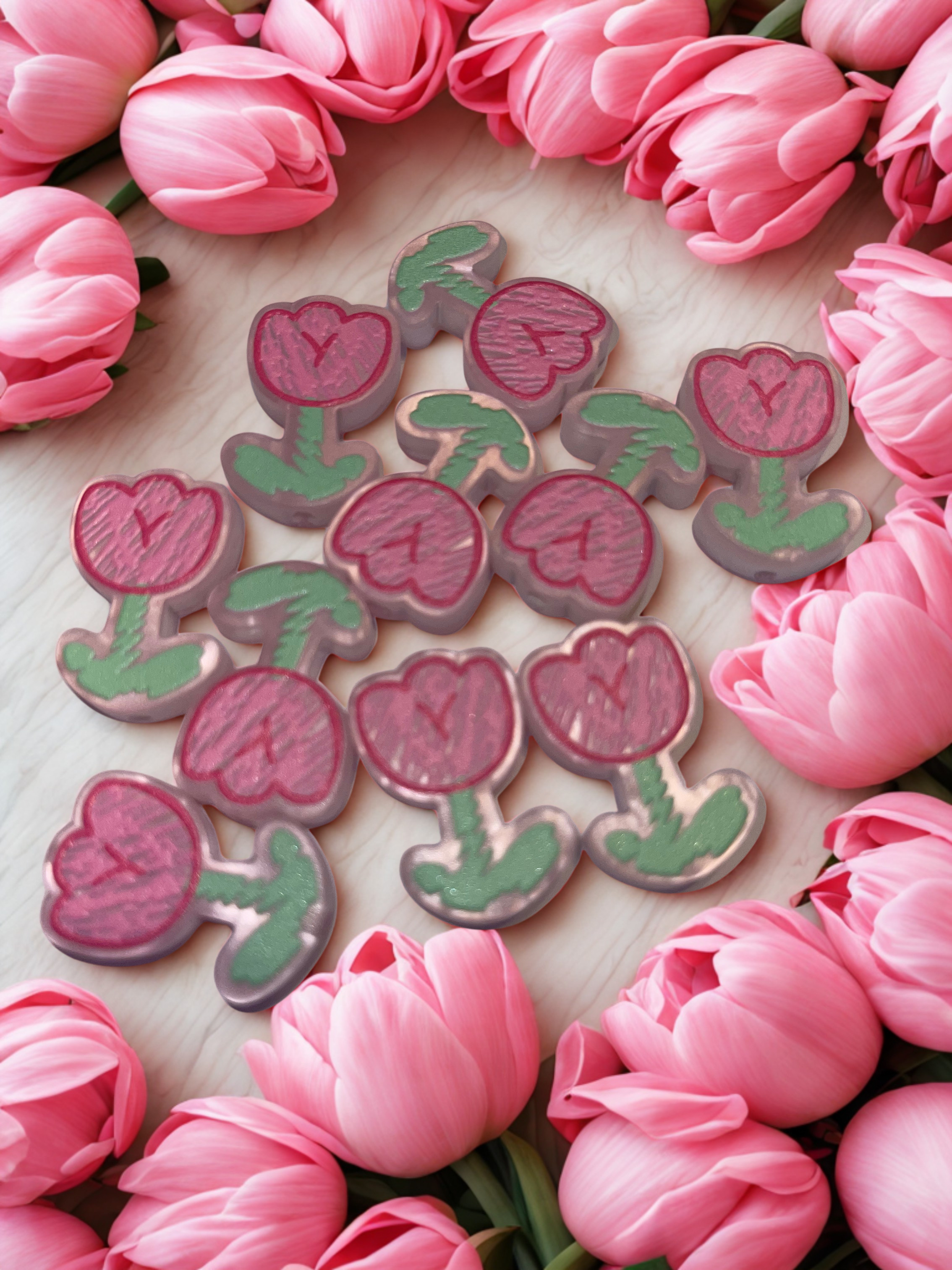 Pink Tulip Beads Acrylic/DIY