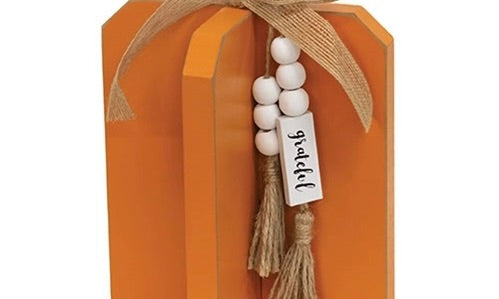 Grateful Orange Wooden Interlocking Pumpkin