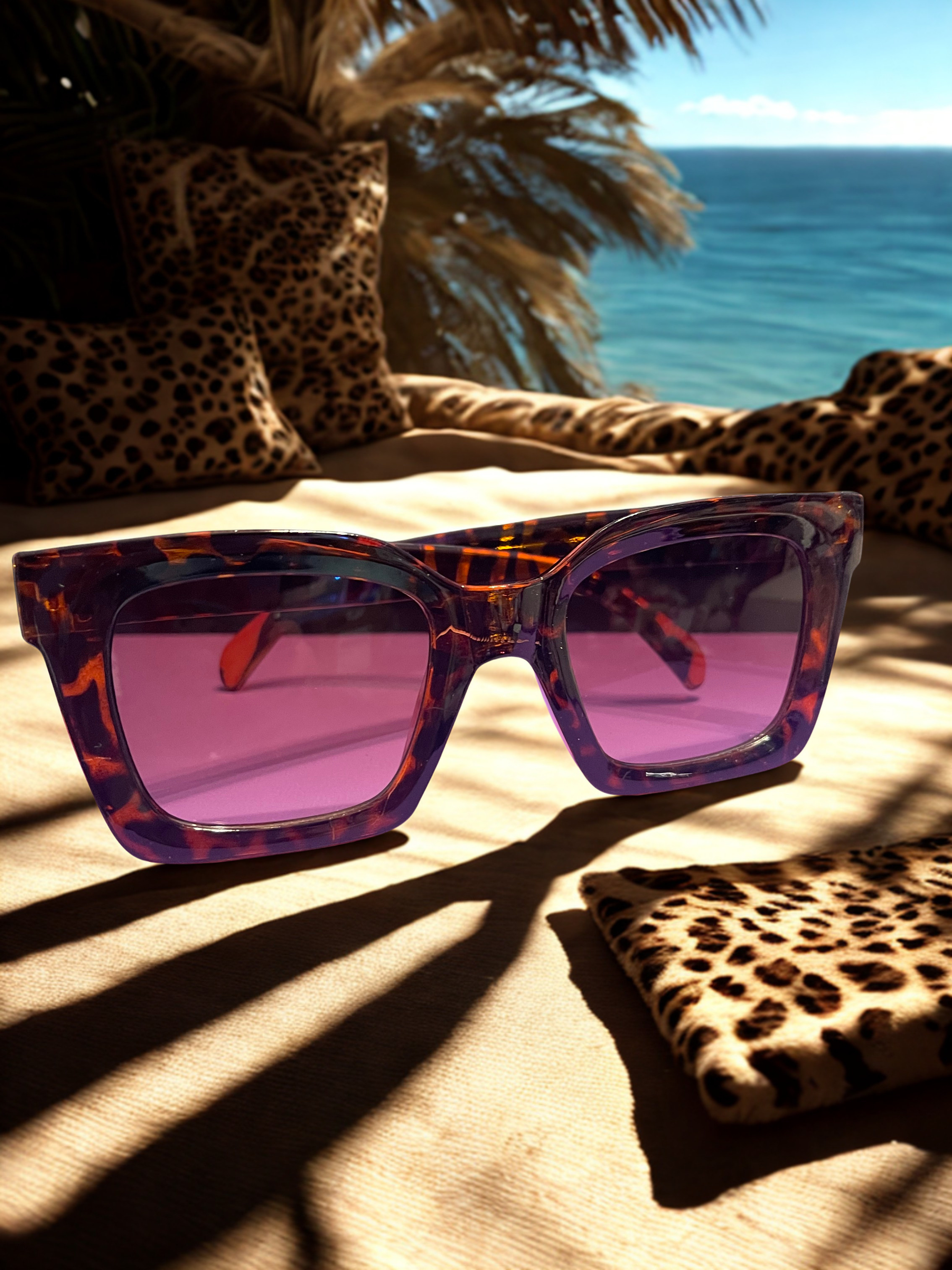 Women's Large Framed Cheetah Glasses
