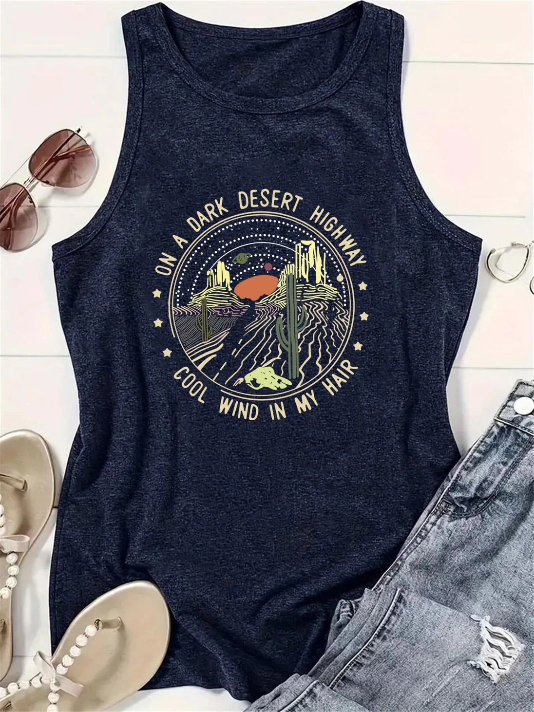 Cottagecore Desert Graphic Crewneck Tank Top
