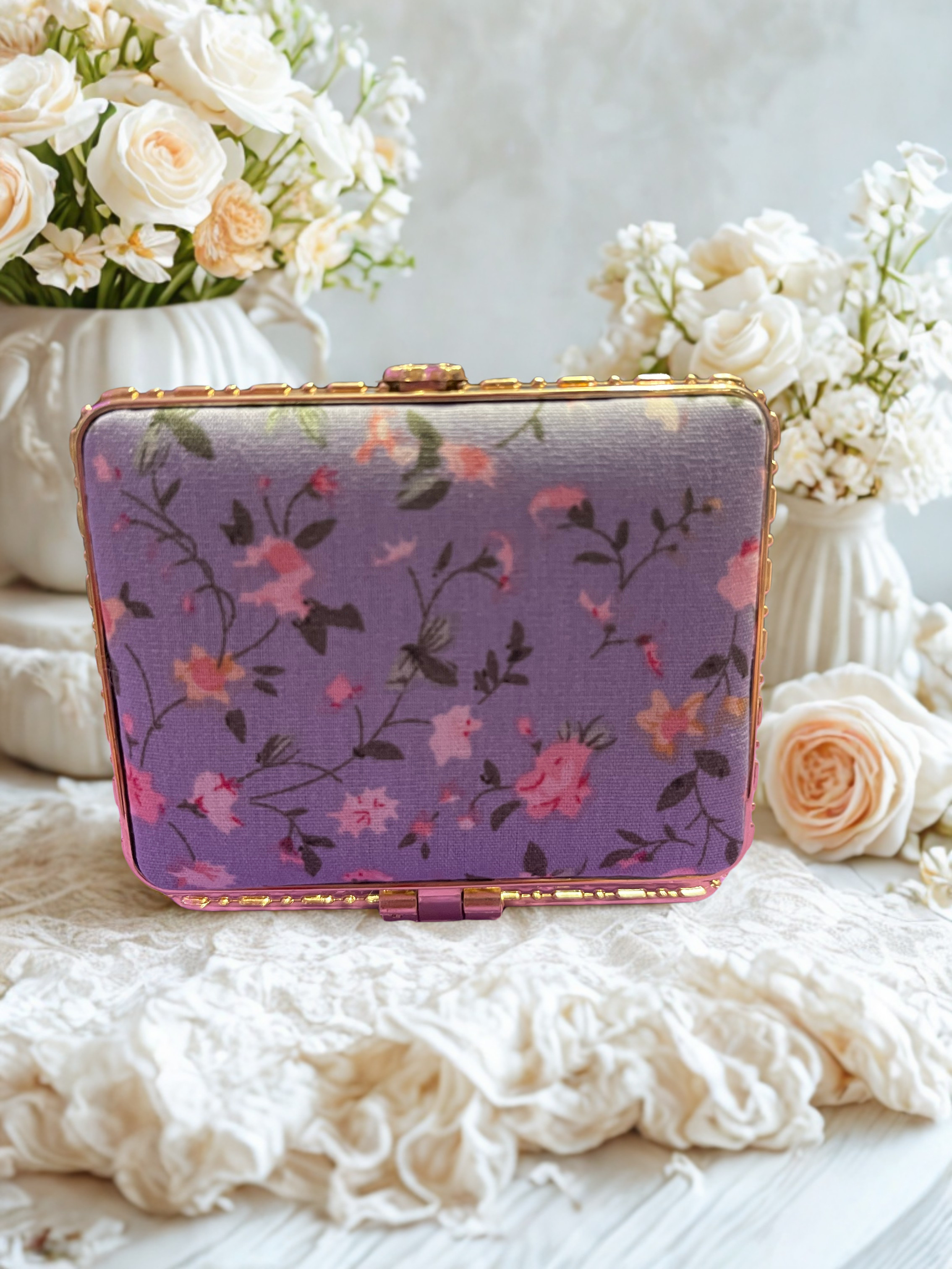 Floral Compact Make-up Mirrors – Portable Retro Foldable Mirror