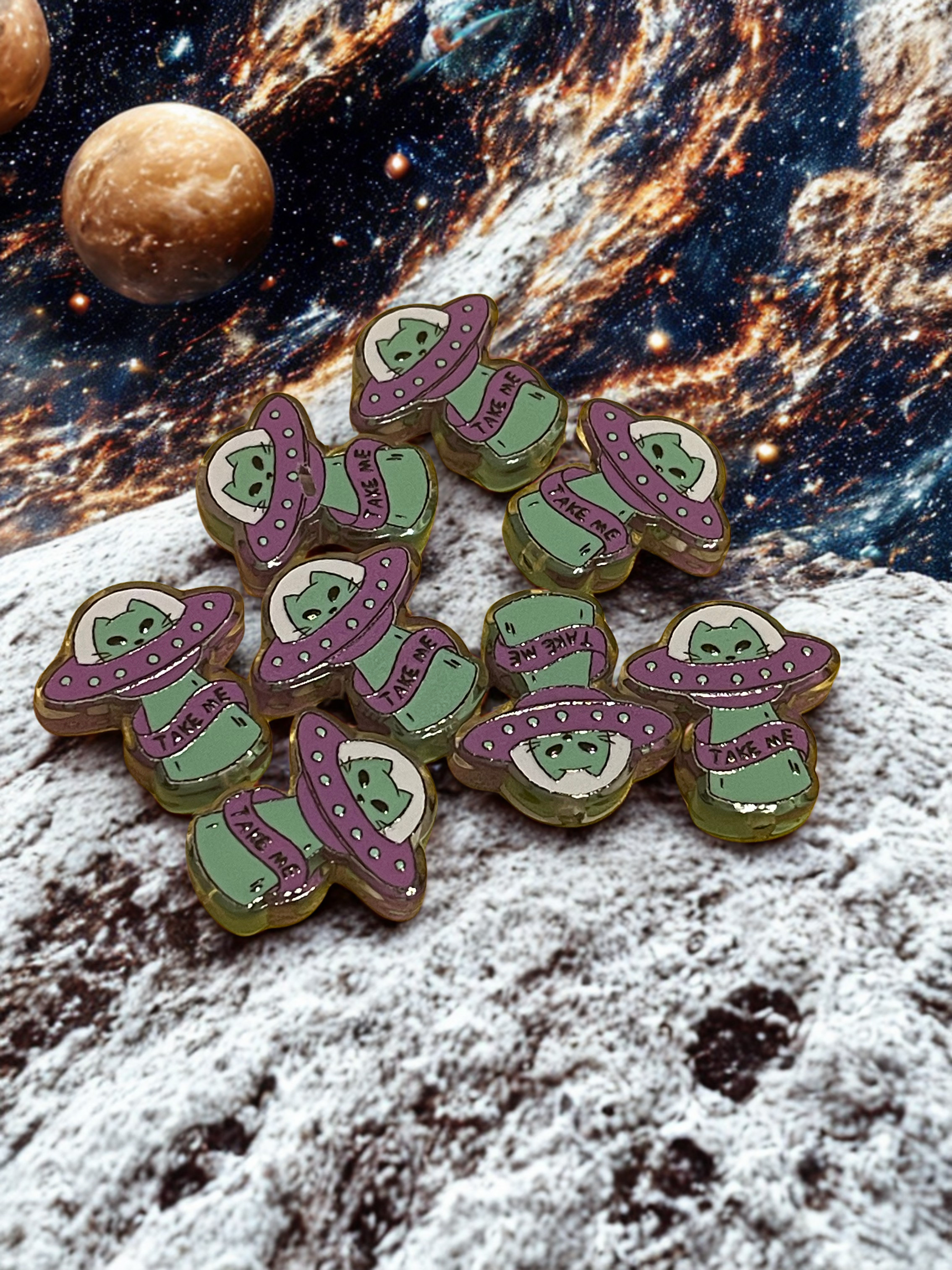 Alien & UFO Acrylic Beads – Flat Spacer Beads for DIY Jewelry