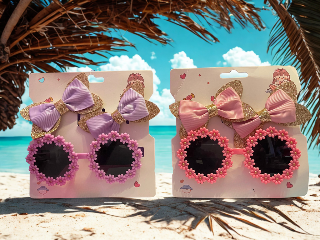 Girls Sunglasses & Bow Gift Set – Boutique Summer Accessory Set