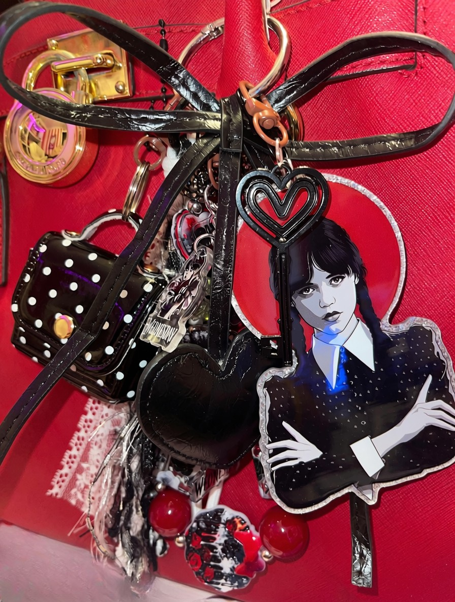 Goth Girl Acrylic Bag Charm & Multi-Layered Purse Keychain