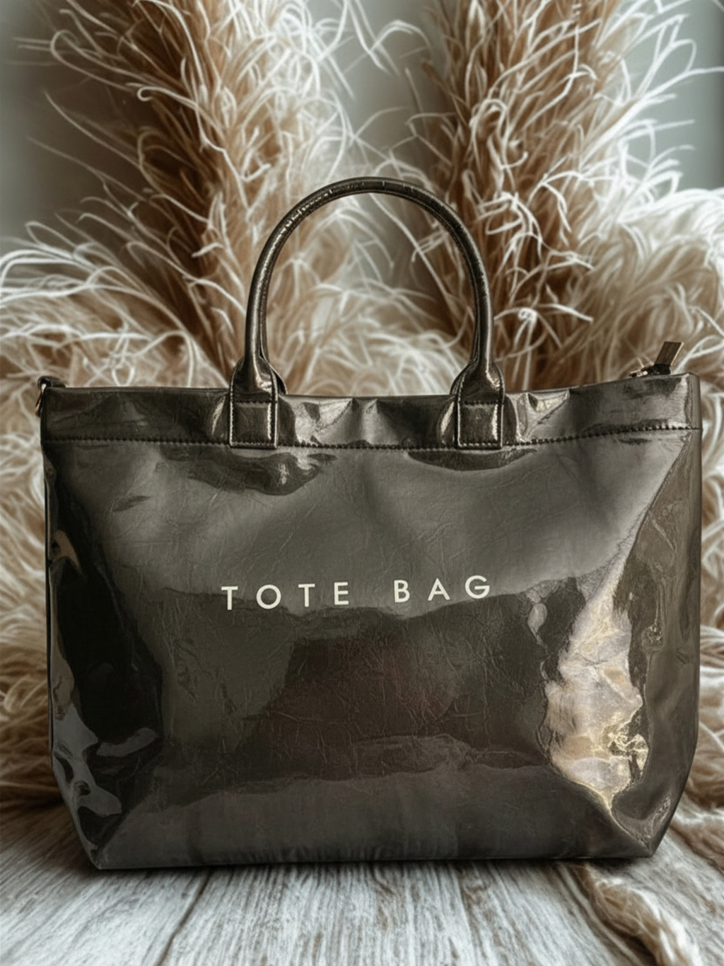 Letter Print Waterproof Zip Tote Bag – Crossbody Shoulder Bag for Beach, Travel & Everyday