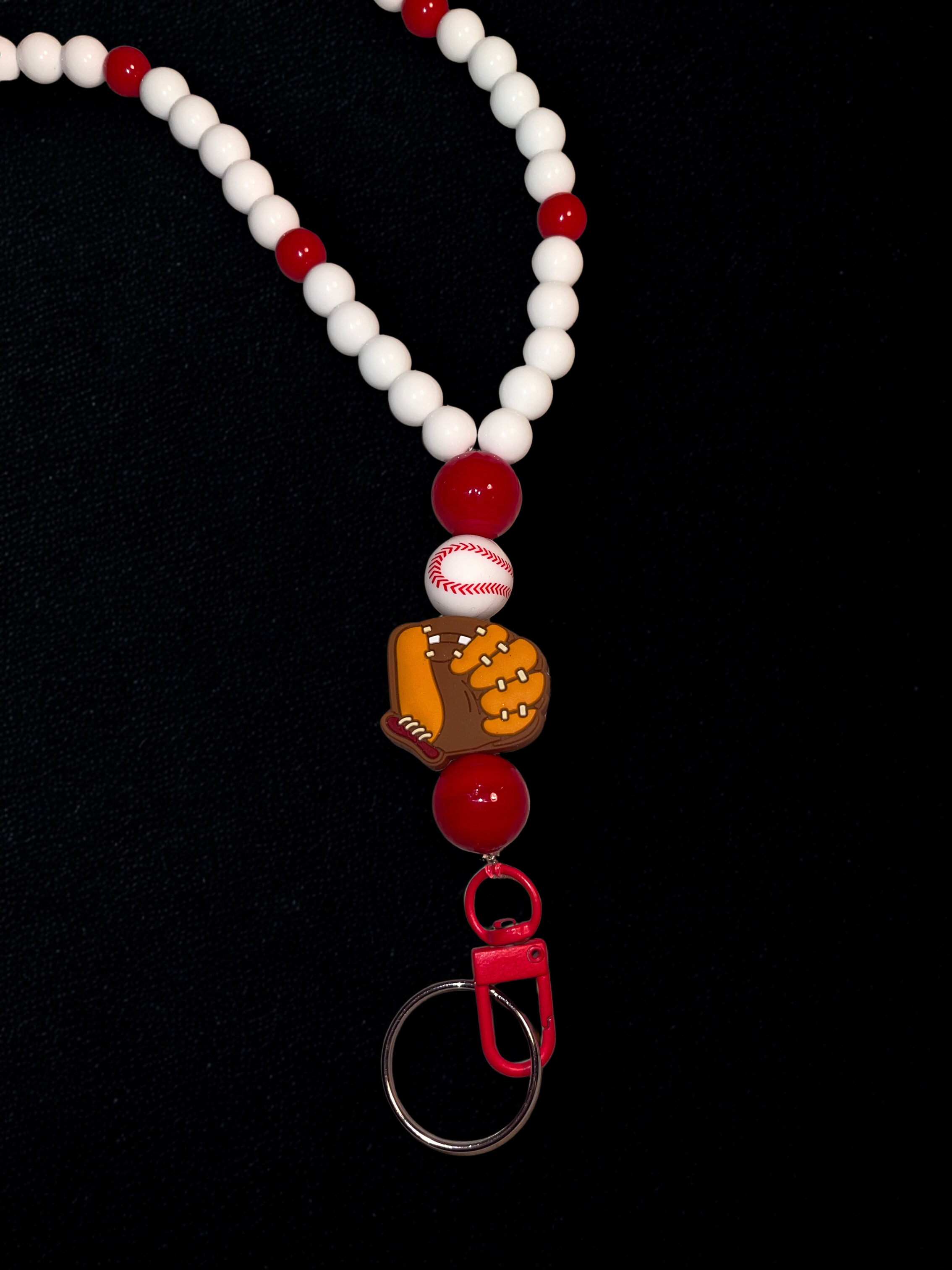 Sports Handmade Beaded Lanyard - Acrylic & Silicone Sports Theme Bead Lanyard, Over the Neck ID Holder