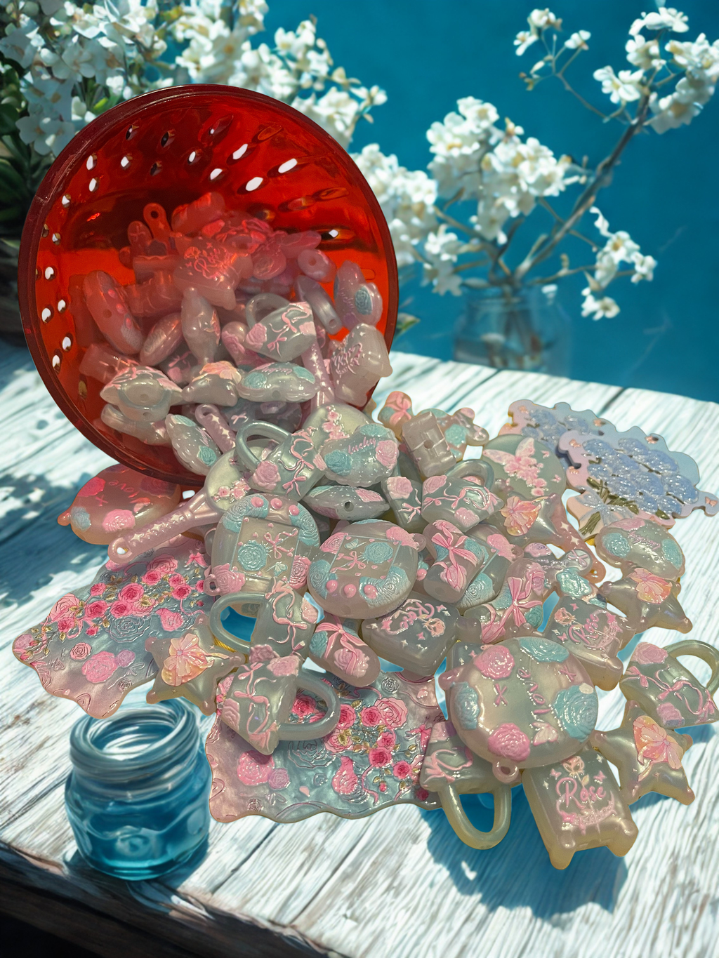 Acrylic Flower Beads — Blue & Pink Fashion Shapes | DIY Jewelry & Crafts, 10 Per Pack