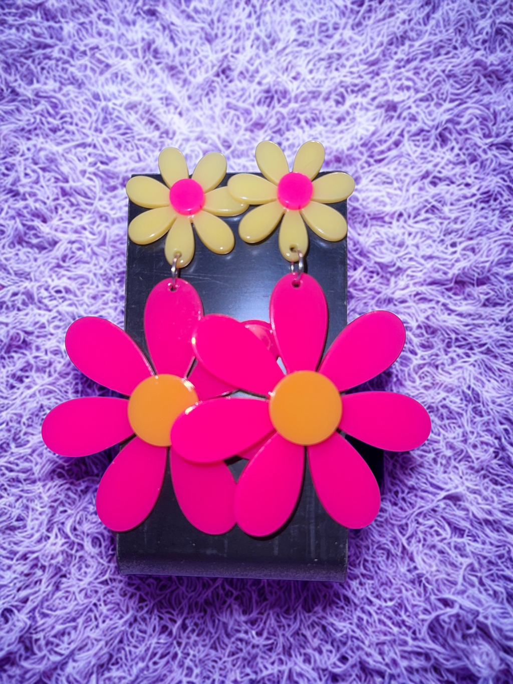 Neon Boho Daisy Earrings