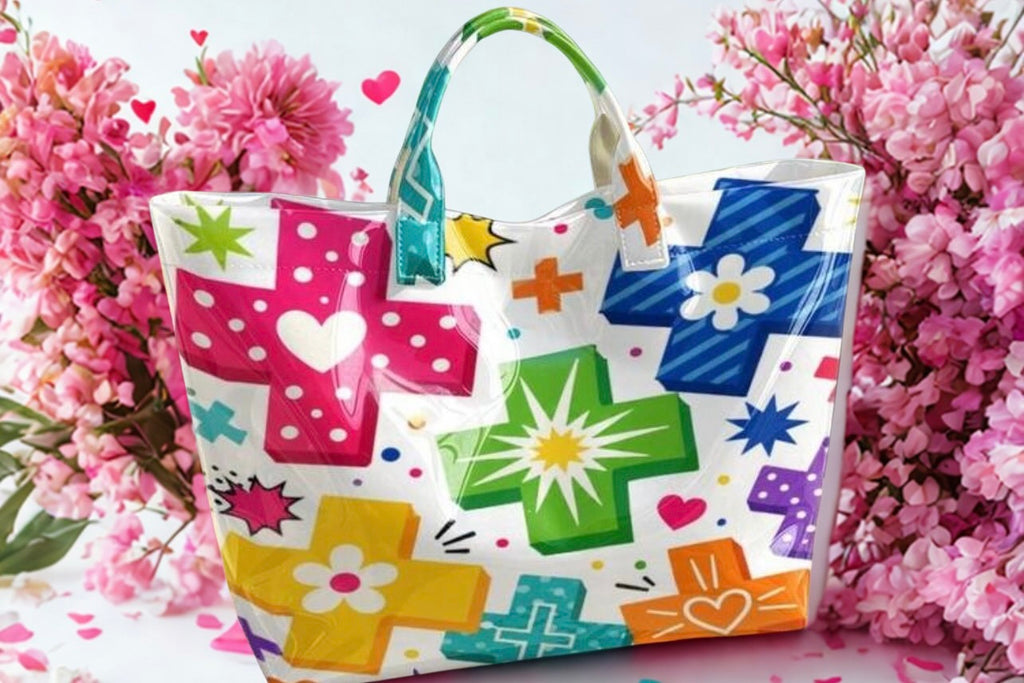 Cartoon Contrast Cross Tote Bag – Large Transparent PVC Waterproof