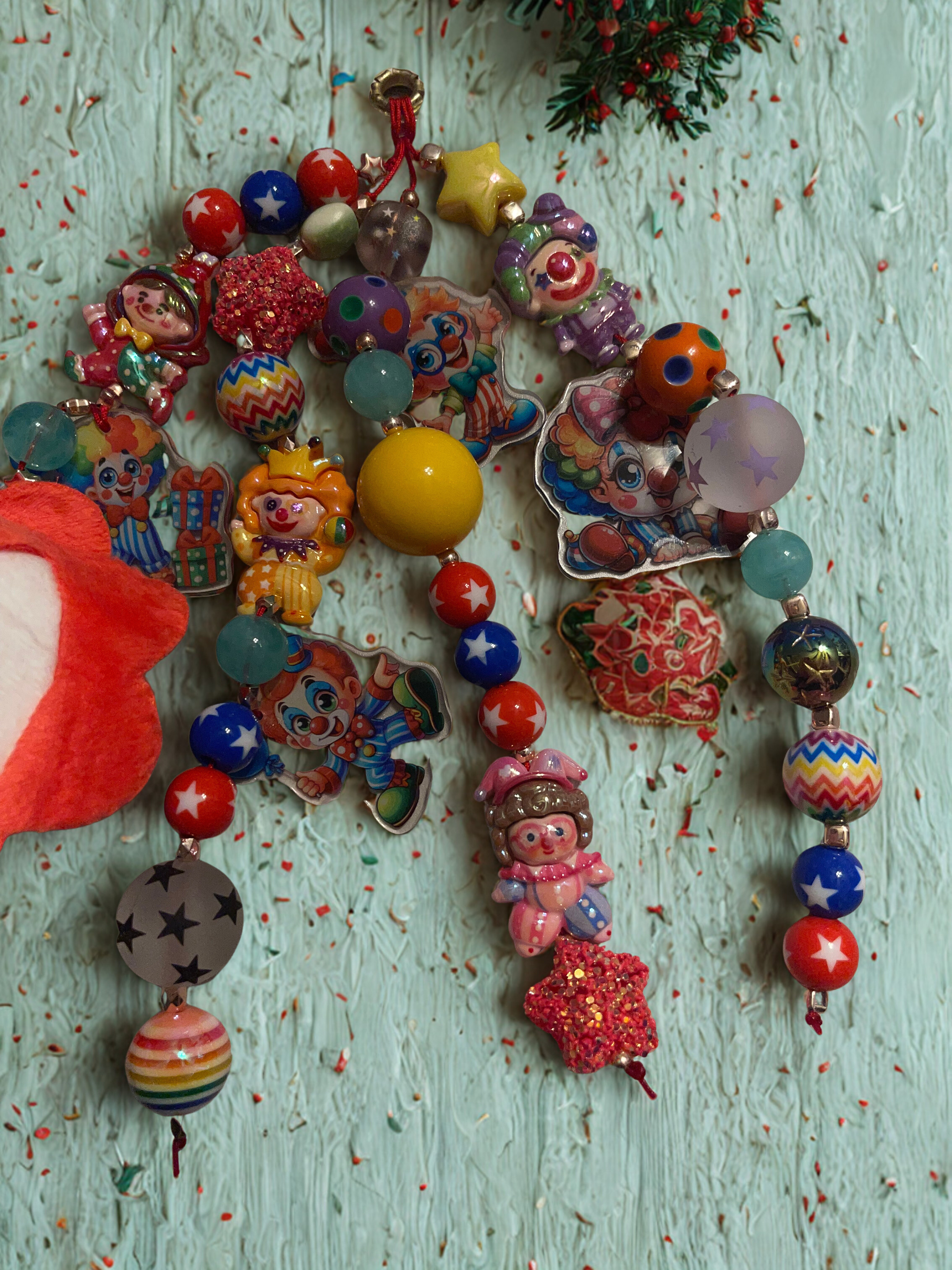 Carnival Handmade Junk Journal Charm - Vintage Beaded Bookmark Charm, Planner Accessory