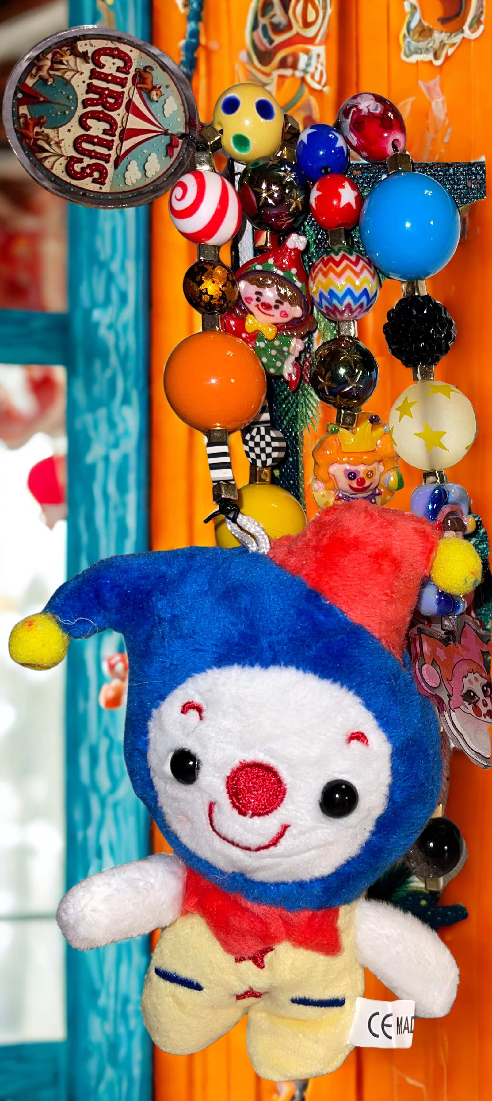 Carnival Handmade Junk Journal Charm - Vintage Beaded Bookmark Charm, Planner Accessory