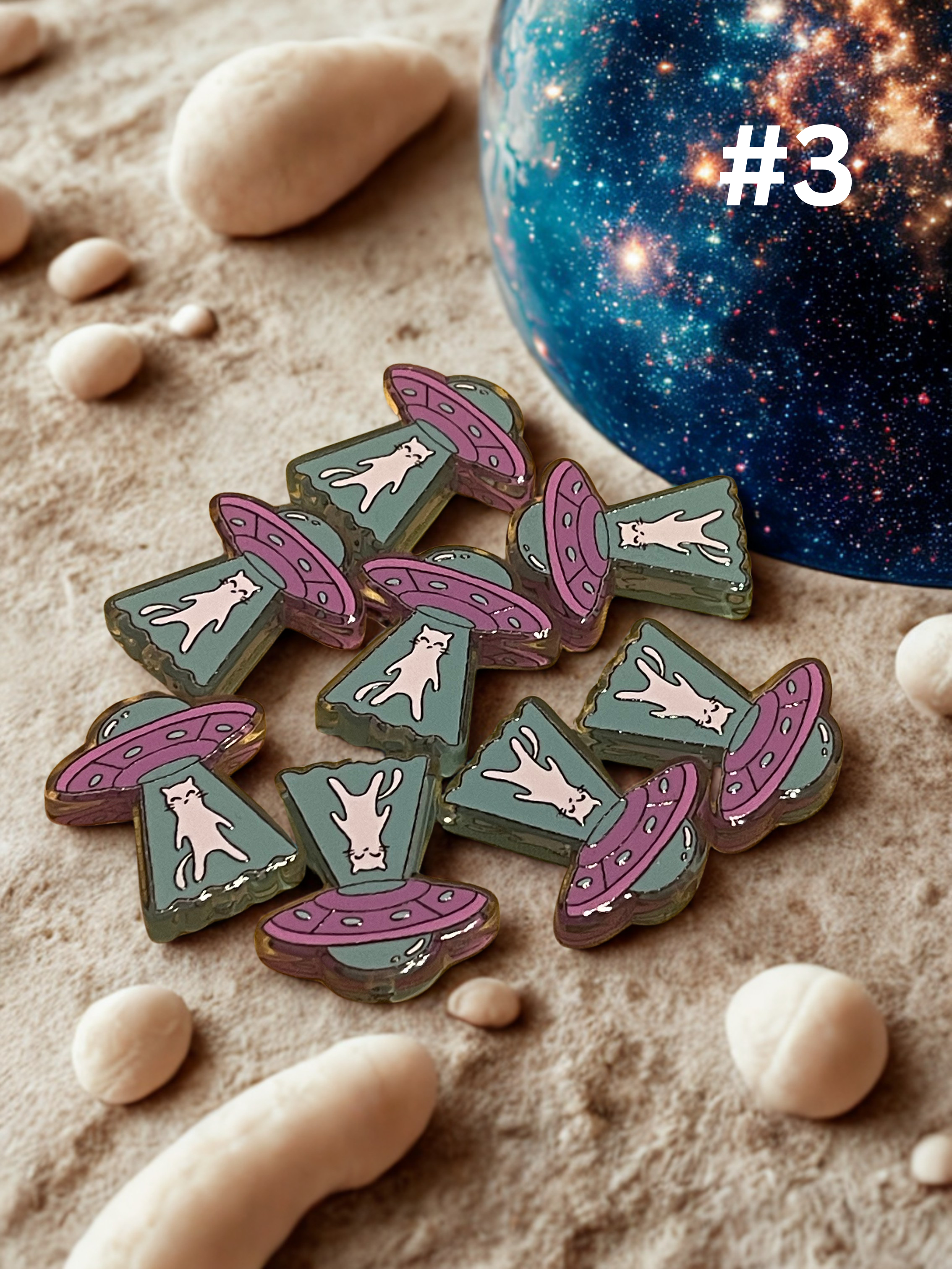Alien & UFO Acrylic Beads – Flat Spacer Beads for DIY Jewelry