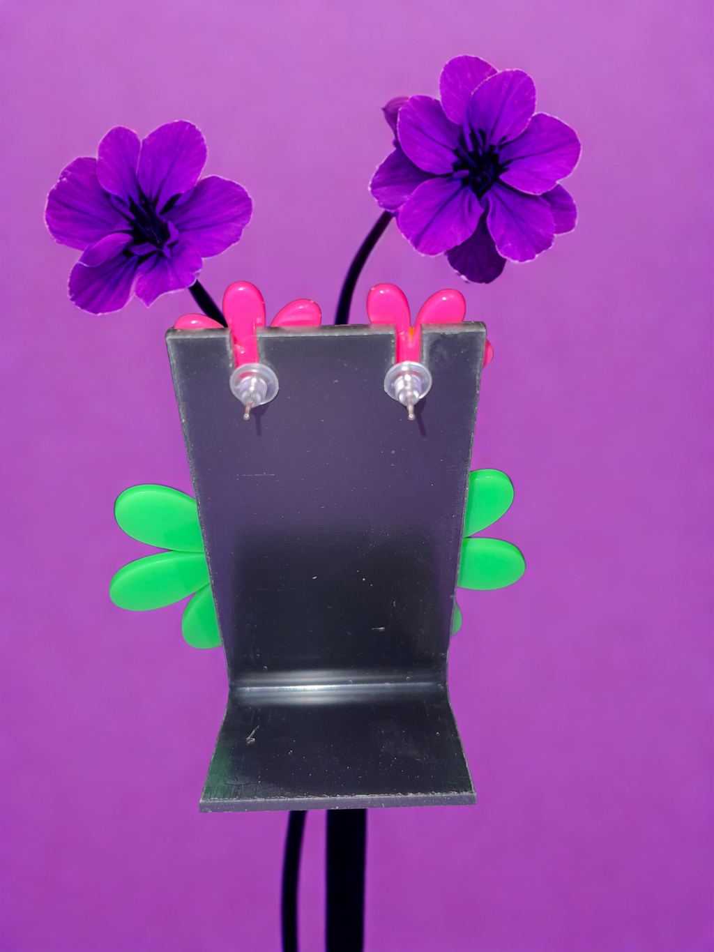 Neon Boho Daisy Earrings
