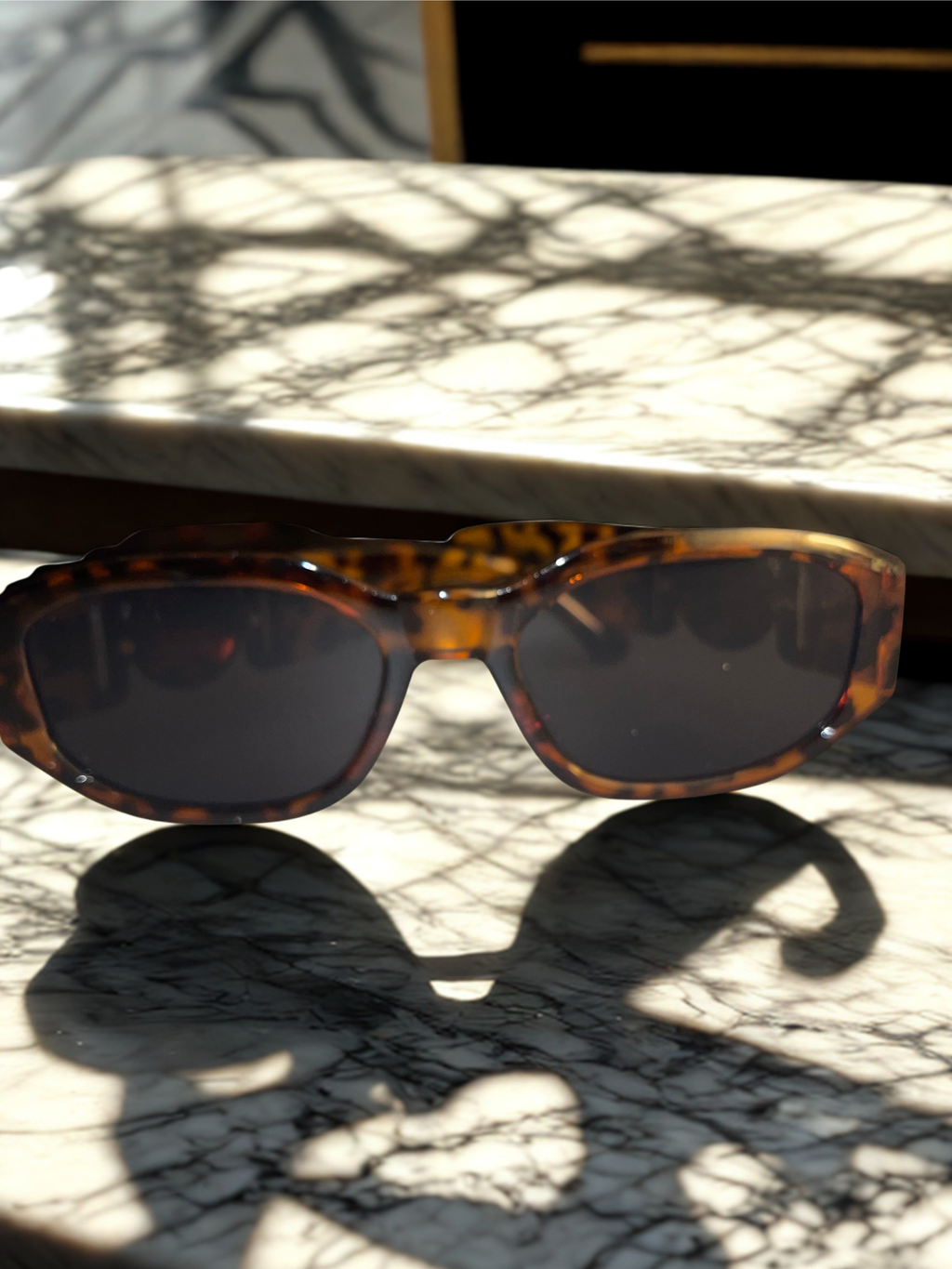 The Versailles Frames leopard print back view on sand
