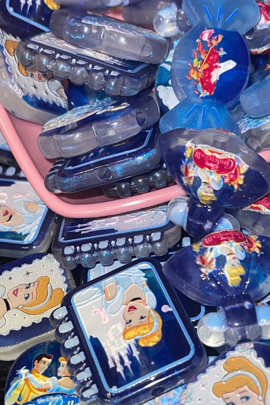 Cinderella Disney princess beads in assorted shapes on display