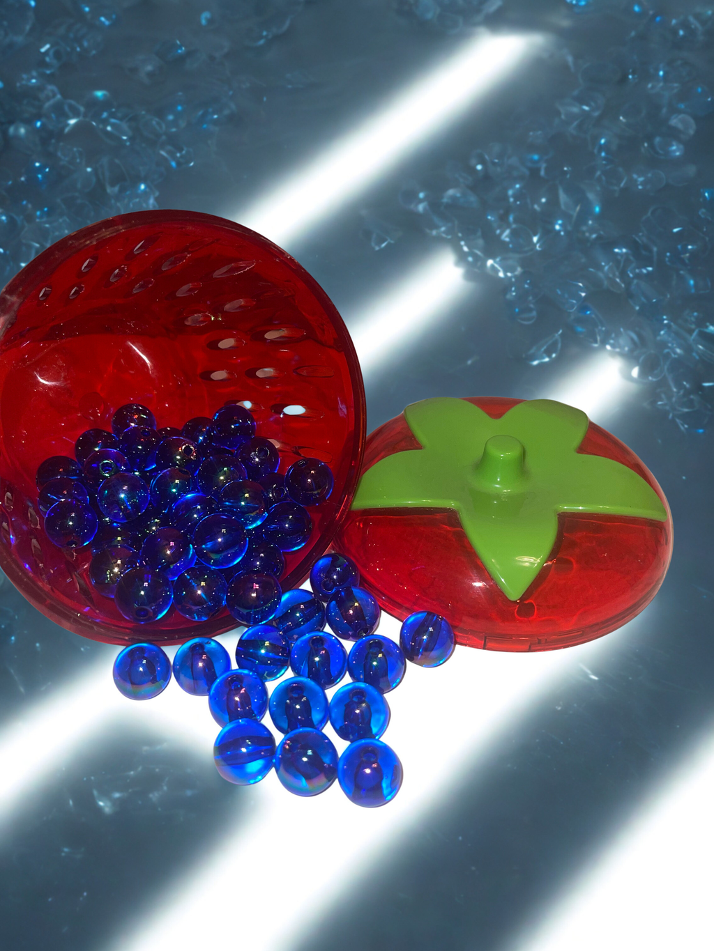 Blue AB Iridescent Acrylic Round Beads - Color-Shifting 16mm Beads for DIY Crafts & Jewelry Making, 15 Per Pack