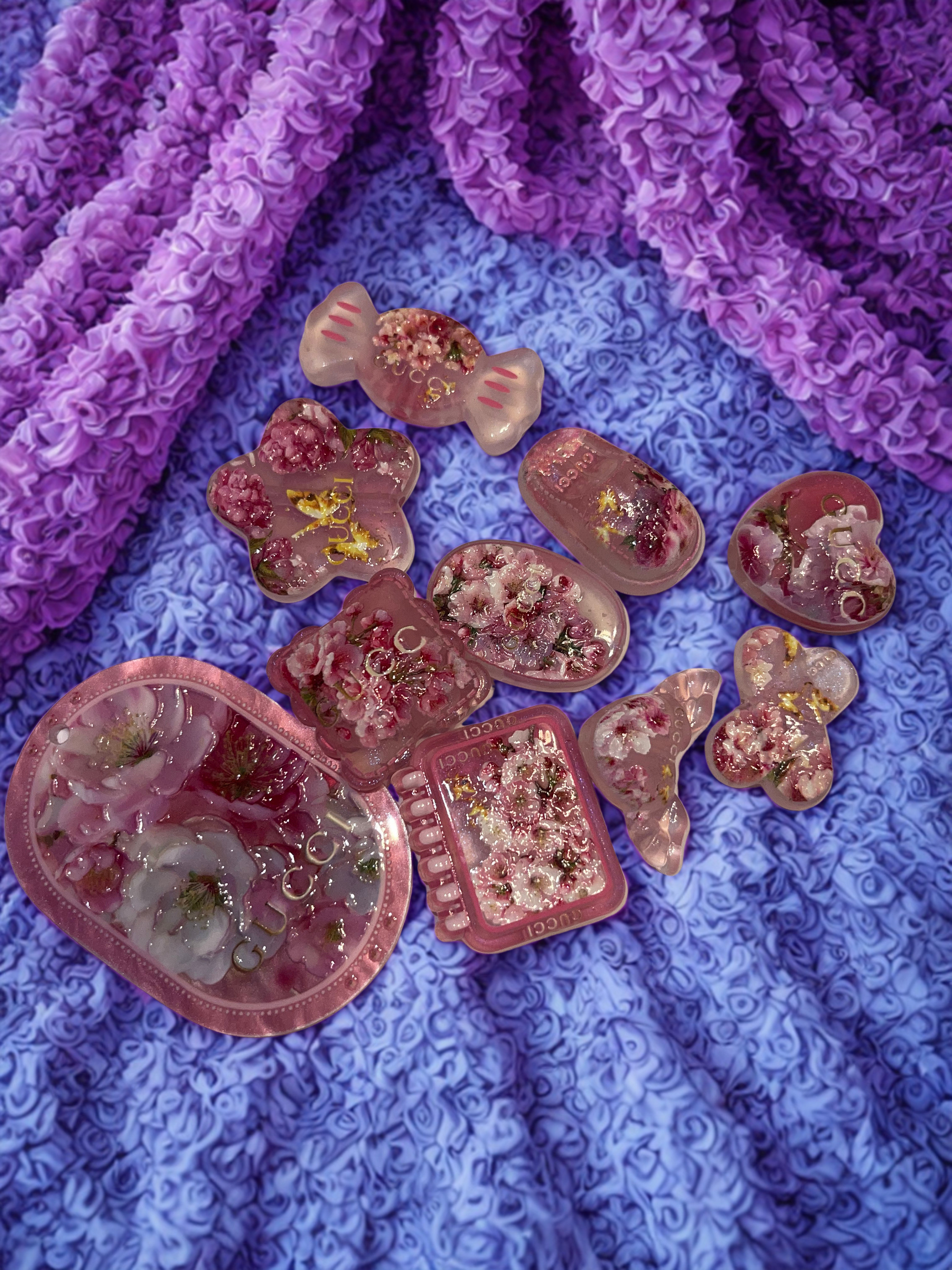 Designer GG Pink Floral Beads Acrylic/DIY