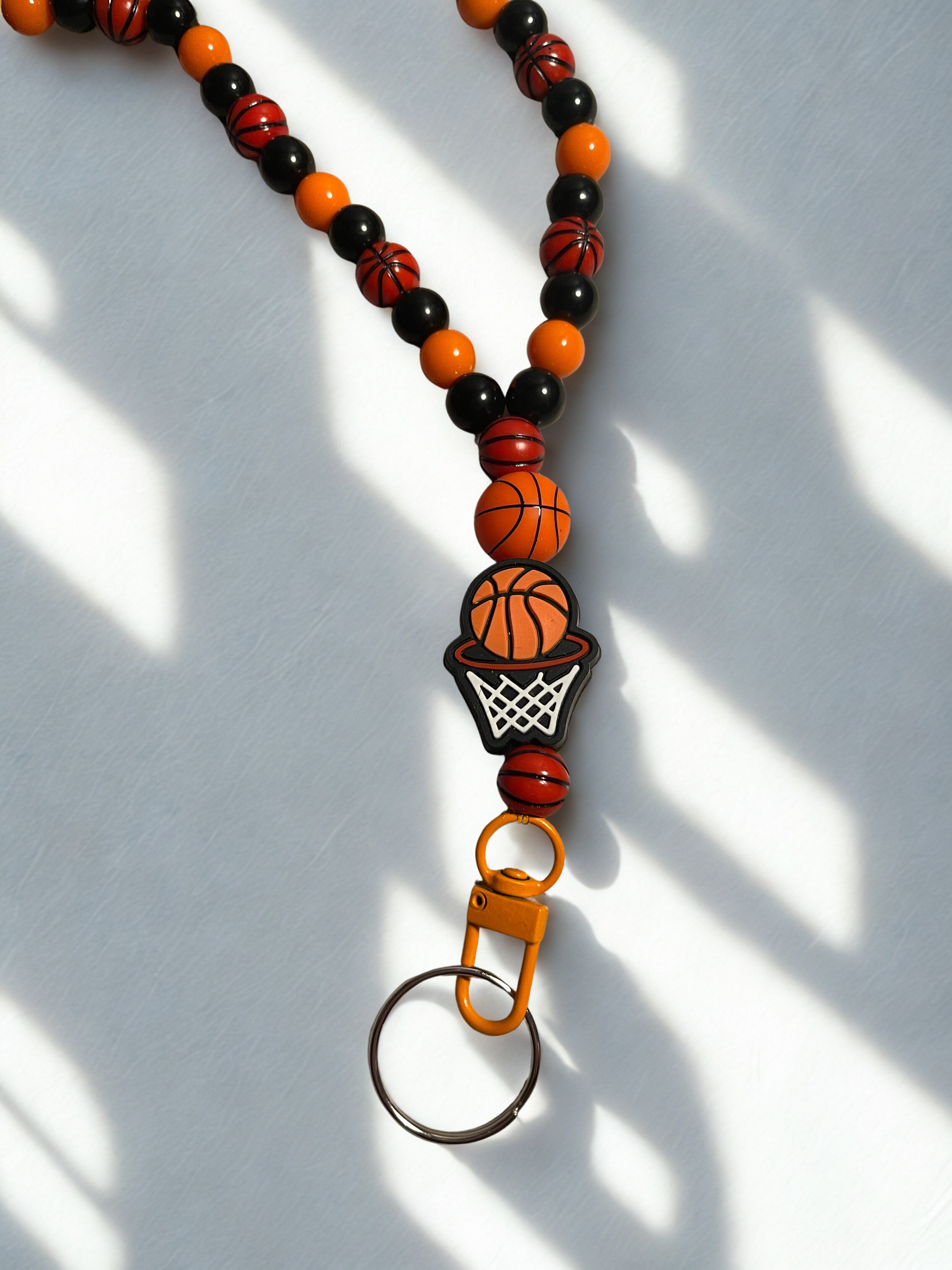 Sports Handmade Beaded Lanyard - Acrylic & Silicone Sports Theme Bead Lanyard, Over the Neck ID Holder