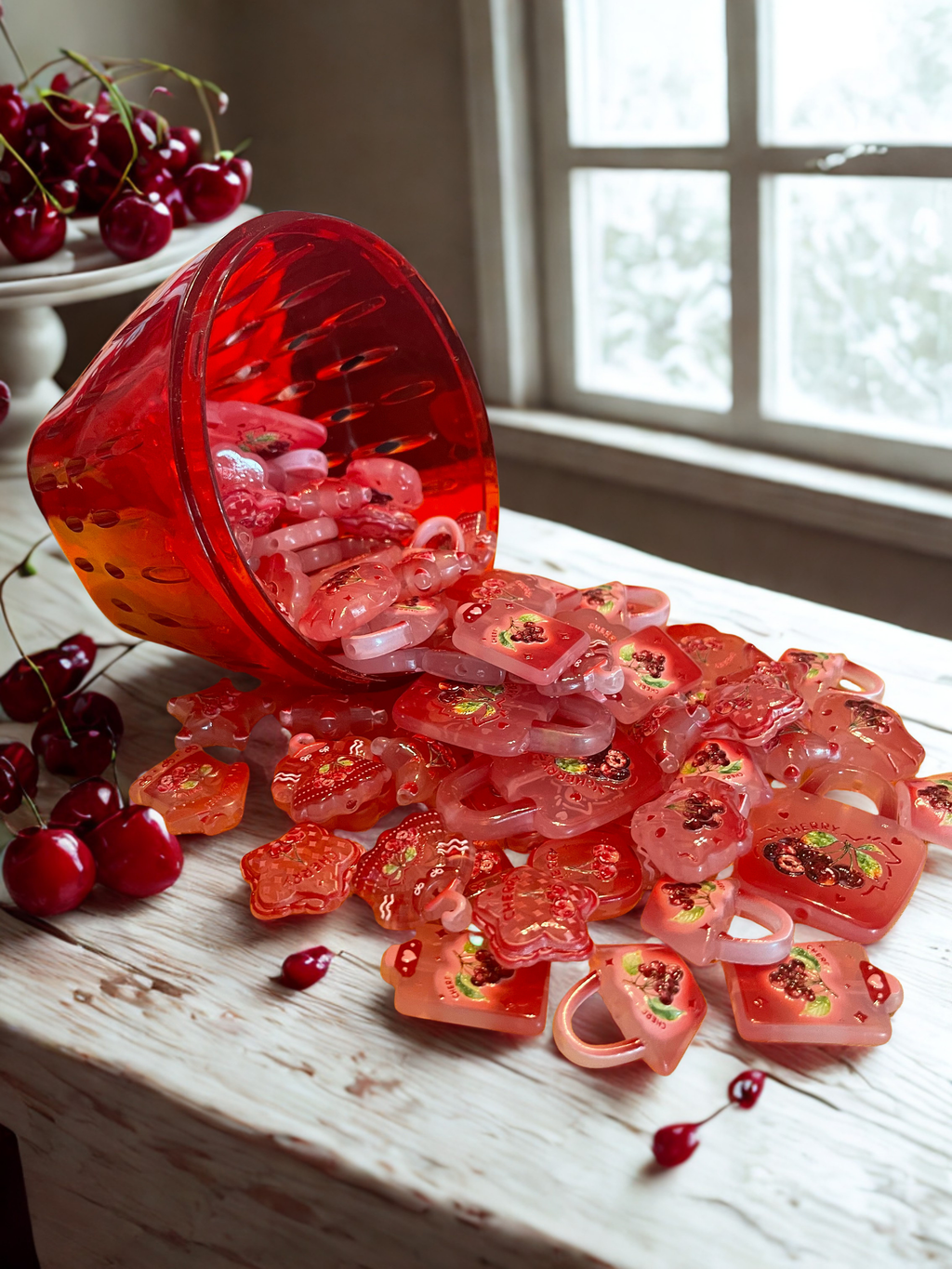 Cherry Acrylic Beads – Red Fruit Beads for DIY Jewelry, Bracelets & Kawaii Crafts