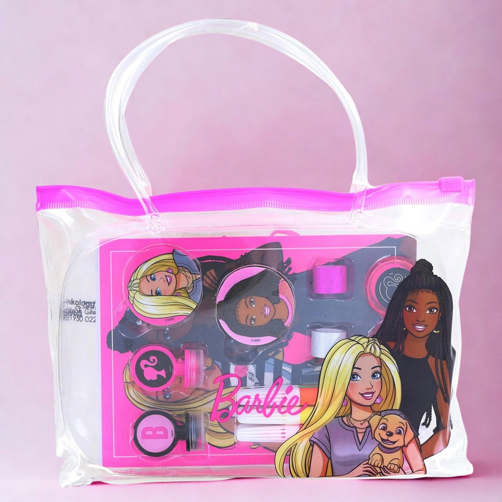 Barbie Stationery Pouch Set - Mini Journal, Markers, Stickers & Glitter Tape