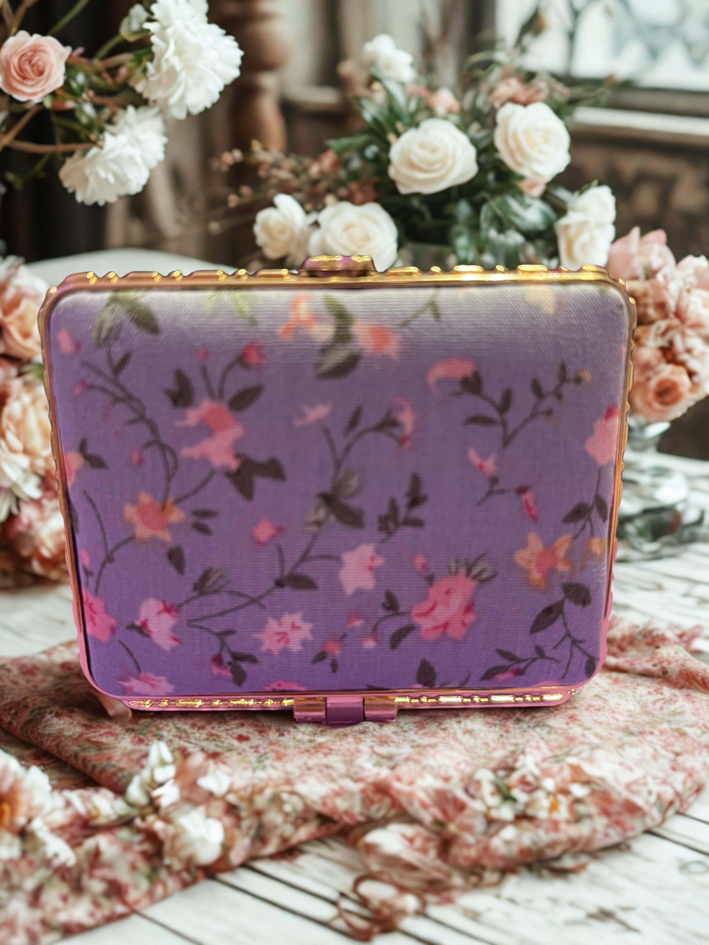 Floral Compact Make-up Mirrors – Portable Retro Foldable Mirror