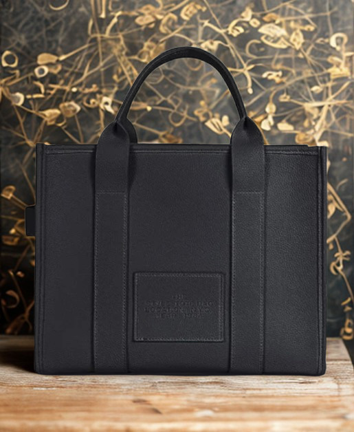Double Color Block Tote Bag – Structured Vegan Leather Shoulder Bag- 3 Color Options