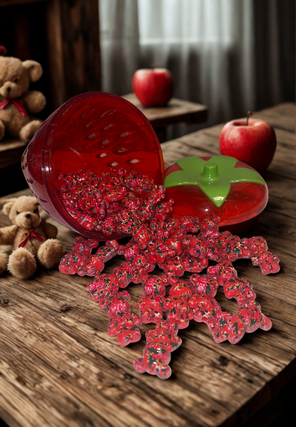 Bear Beads - Red & Black Ceramic Bear Beads for DIY Crafts & Jewelry Making, 8 Per Pack