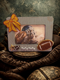 Embellished Sports Photo Frame - Handmade Fabric & Bead Decorated Wood Frame, 4x6 Photo, Sports Fan Gift