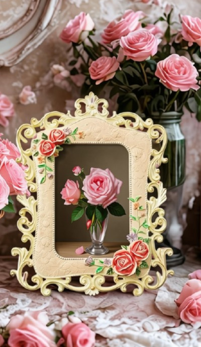 French Rose Relief Resin Photo Frame, 4x6