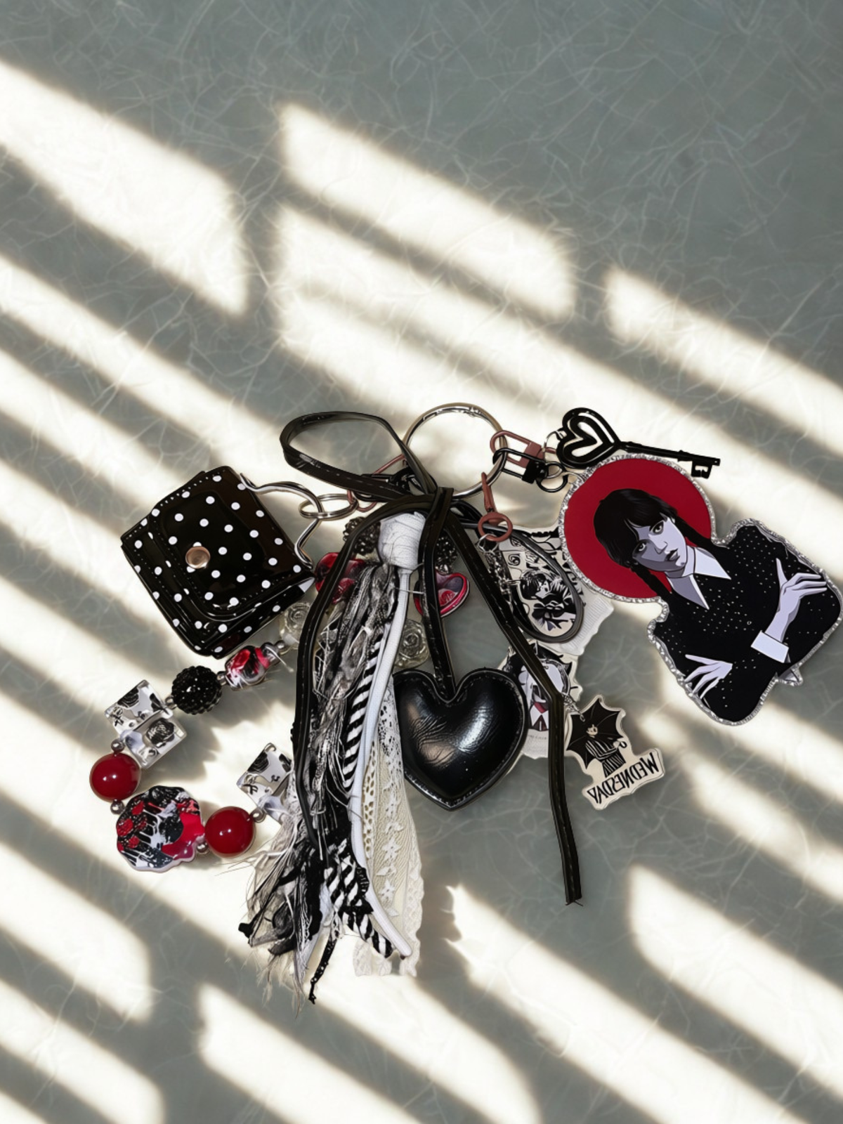 Goth Girl Acrylic Bag Charm & Multi-Layered Purse Keychain