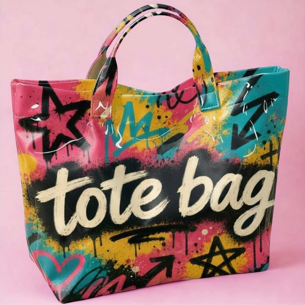Street Graffiti Splash Ink Tote Bag – Large PVC Waterproof Shoulder Bag
