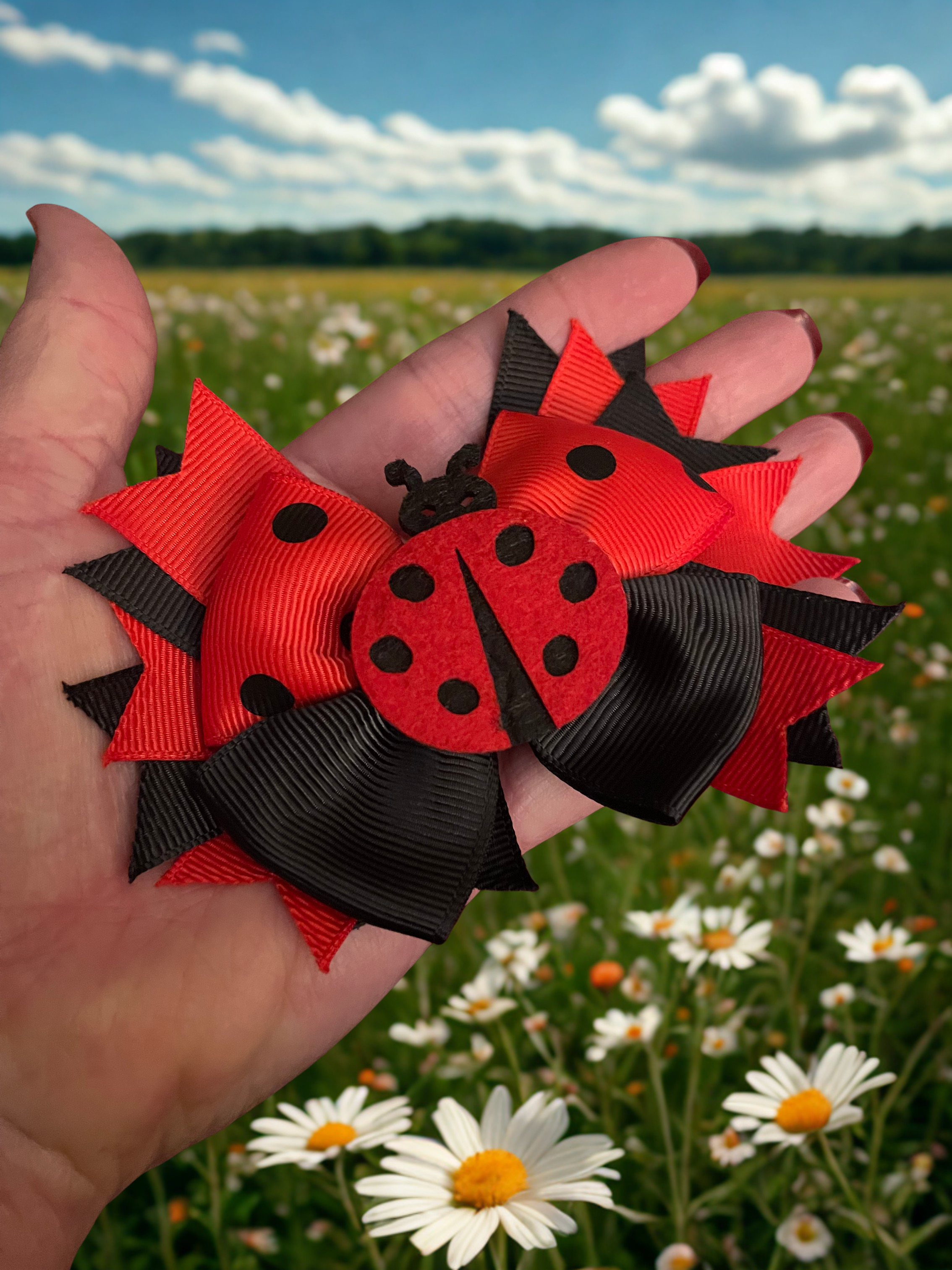 Sunny Garden Friends Hair Clips – Honey Bee & Lady Bug Hair Accessories for Girls