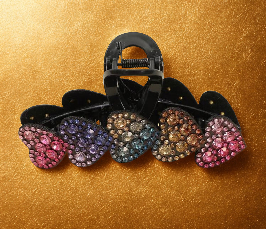 Colorful Crystal Heart Hair Clip