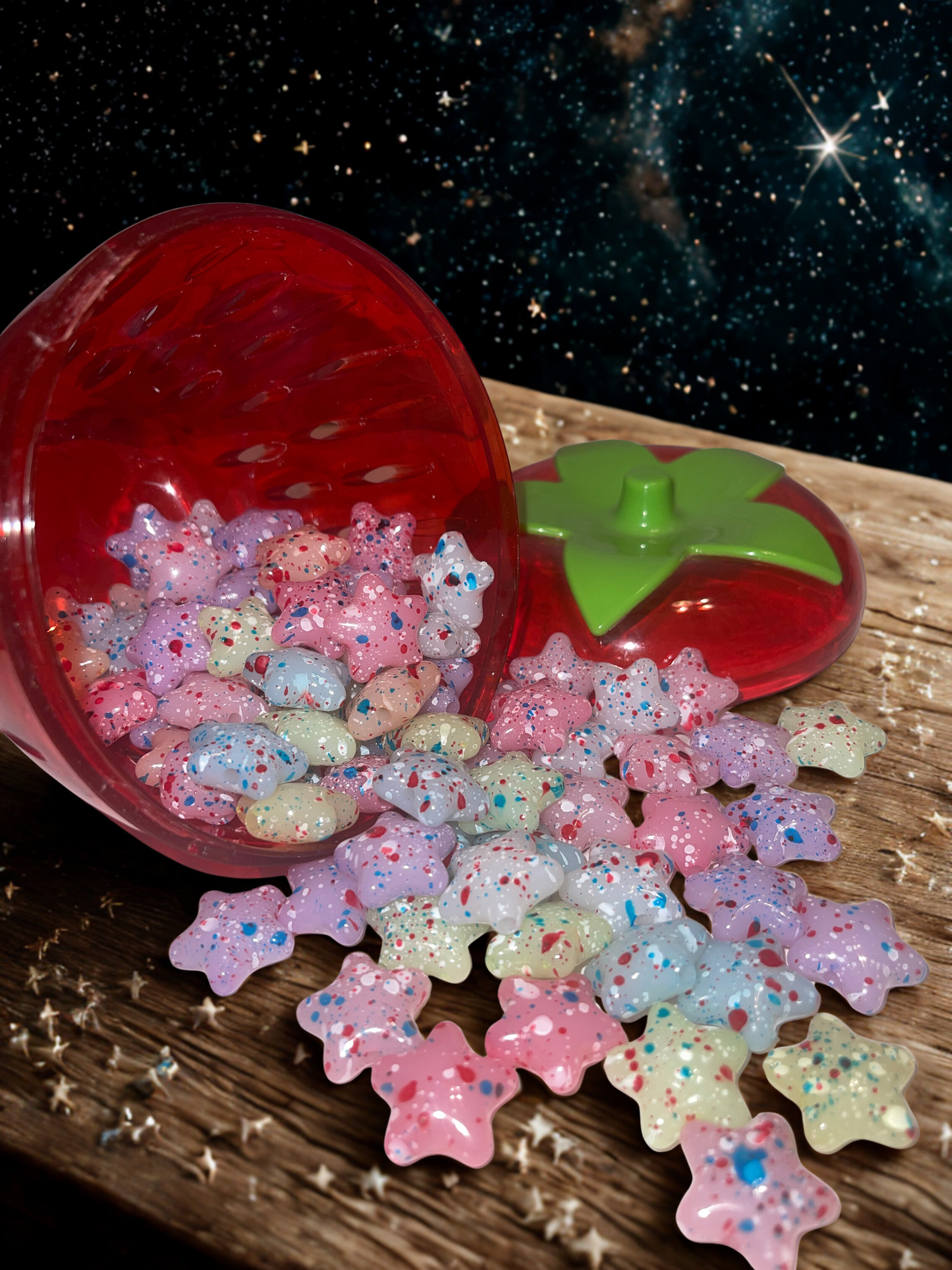 Star Beads - Mixed Color & Speckled Acrylic Star Beads for DIY Crafts & Jewelry Making, 10 Per Pack