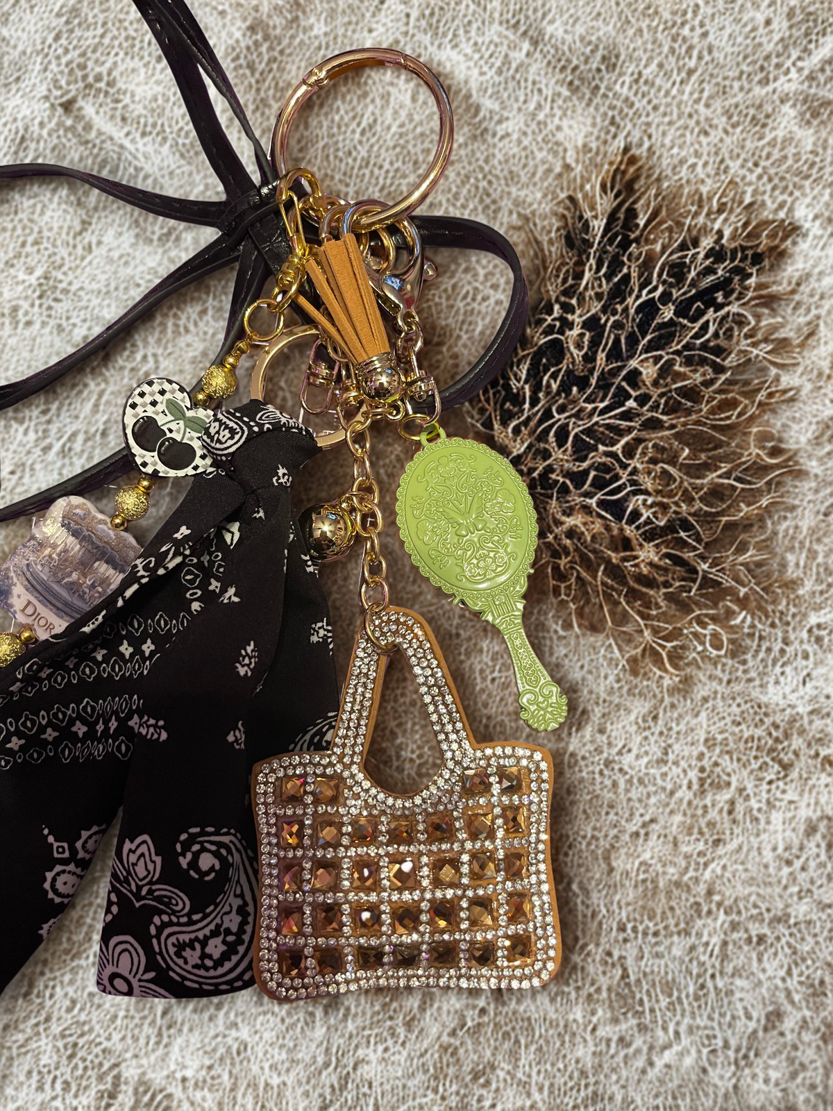 Handmade Bow Bag Charm – Heart & Mini Handbag