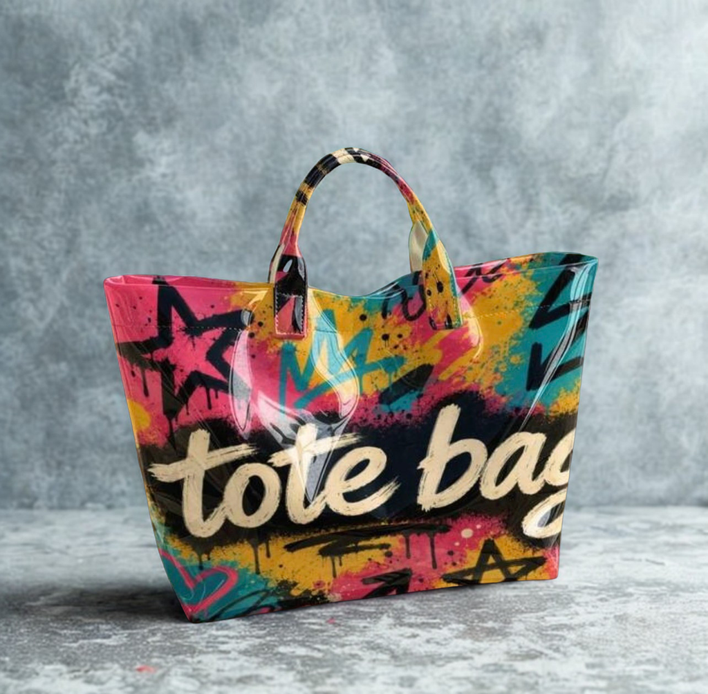 Street Graffiti Splash Ink Tote Bag – Large PVC Waterproof Shoulder Bag