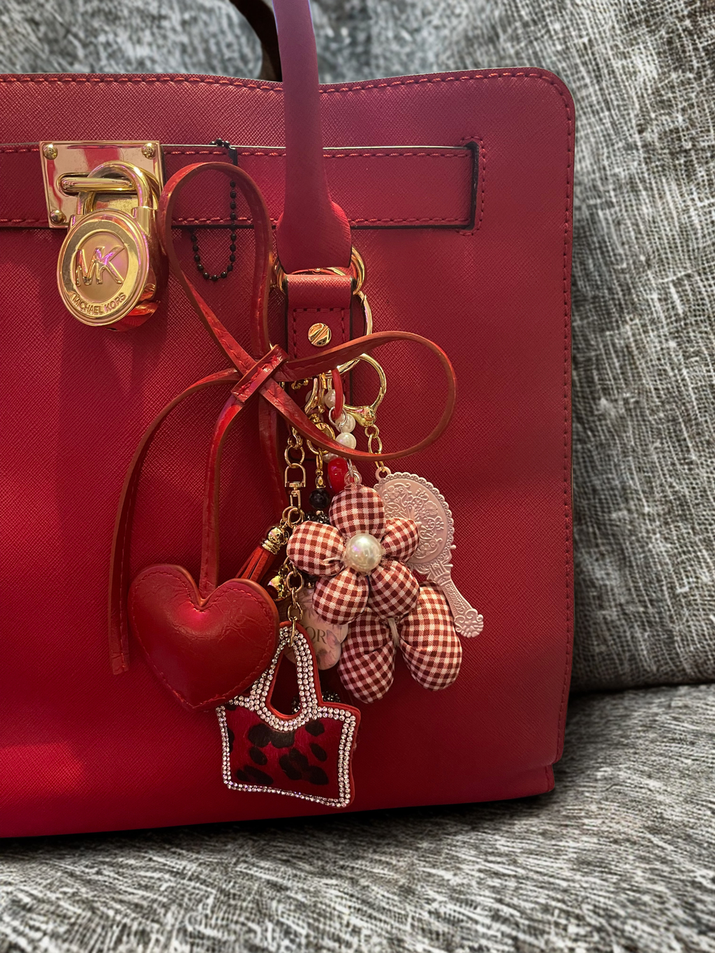 Handmade Bow Bag Charm – Heart & Mini Handbag