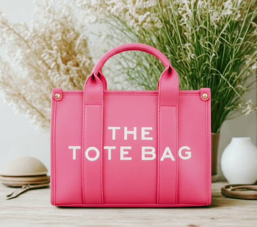 Double Color Block Tote Bag – Structured Vegan Leather Shoulder Bag- 3 Color Options
