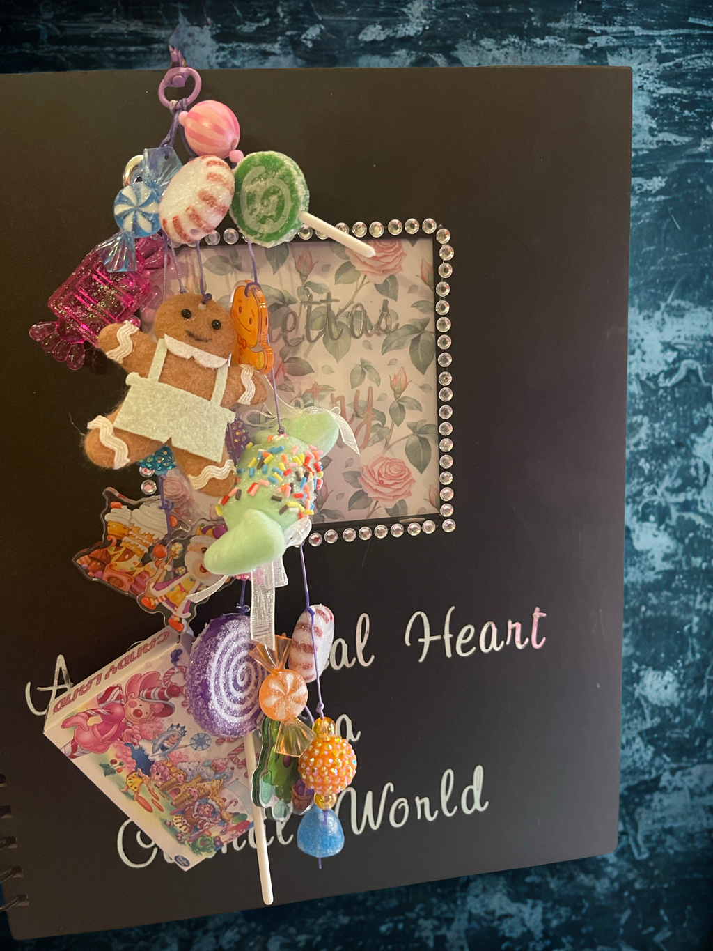 Candy Land Handmade Junk Journal Charm - Sweet Beaded Bookmark Charm, Planner Accessory