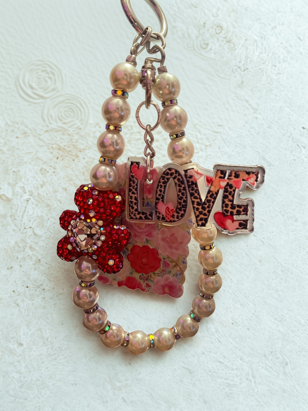 Teddy Bear Phone Charm – Pearl Beaded Strap