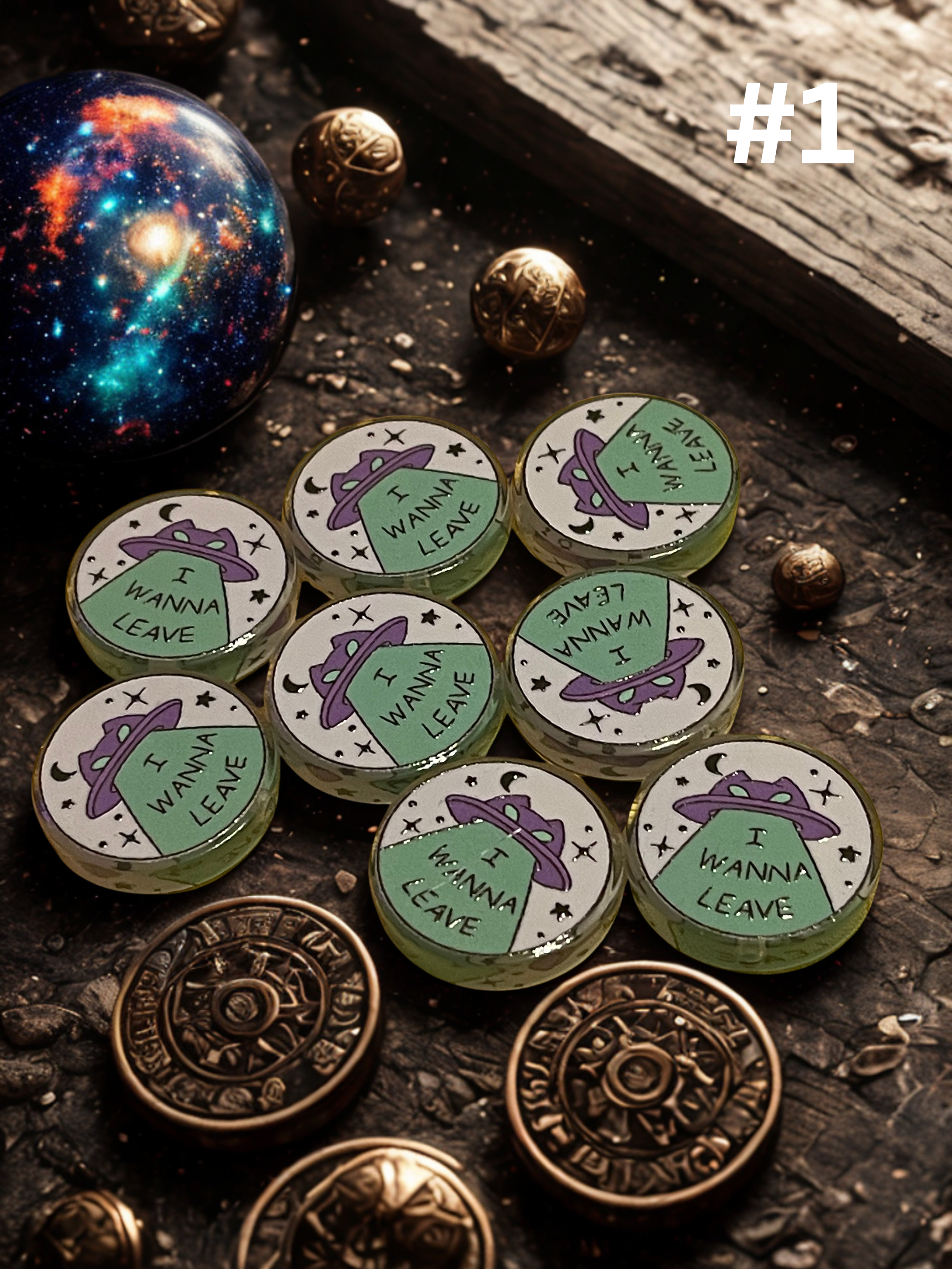 Alien & UFO Acrylic Beads – Flat Spacer Beads for DIY Jewelry