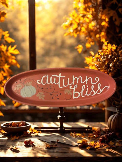 Autumn Bliss oval tray lifestyle shot with fall decor